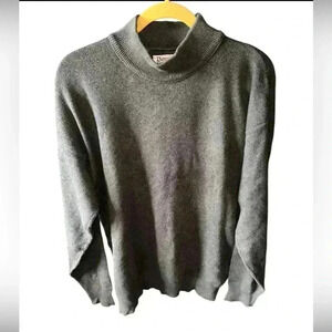 Vintage Penns Landing  large blue& olive heather 100% cotton mock sweater USA